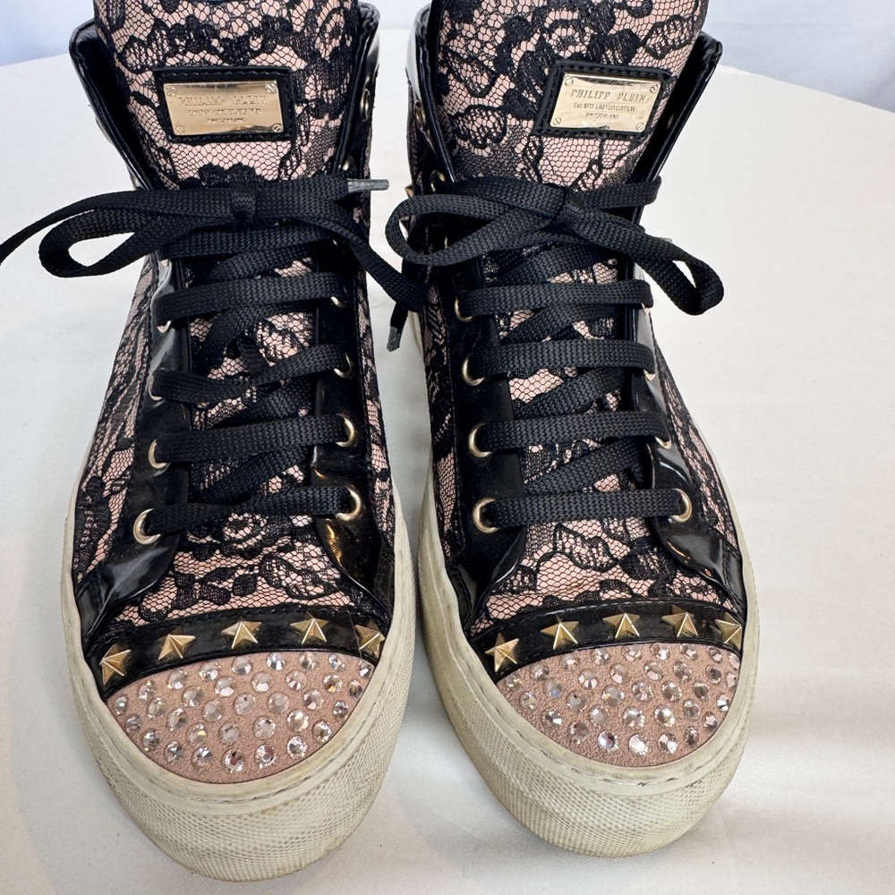 Philipp Plein Black and Pink Sneakers